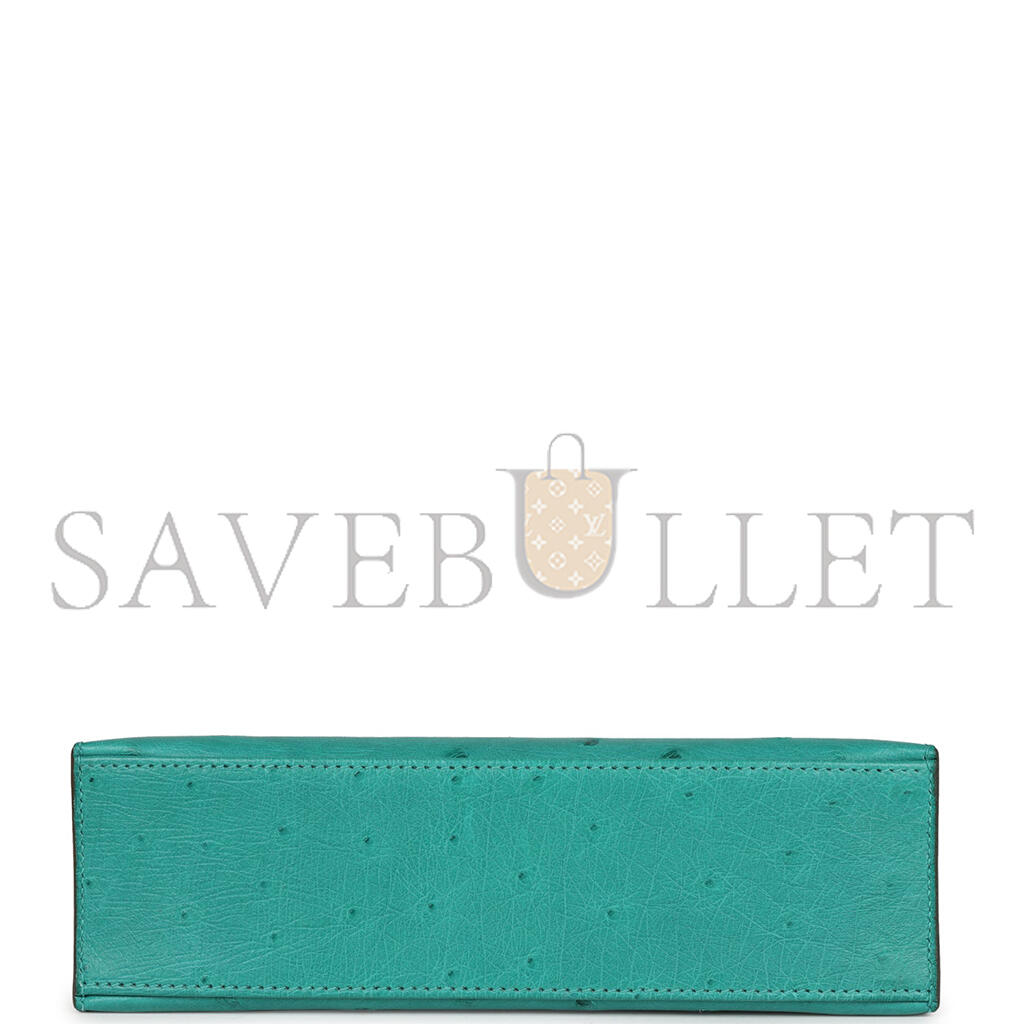 H**mes master kelly pochette vert verone ostrich gold hardware (22*14*7cm)
